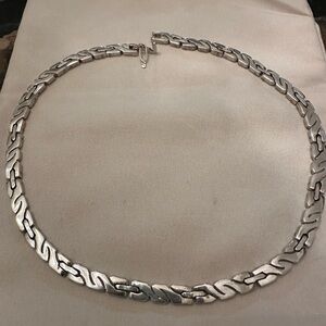 Vintage Taxco Mexico Sterling Silver Hinged Links Collar Necklace 76.43Gr 17.5”